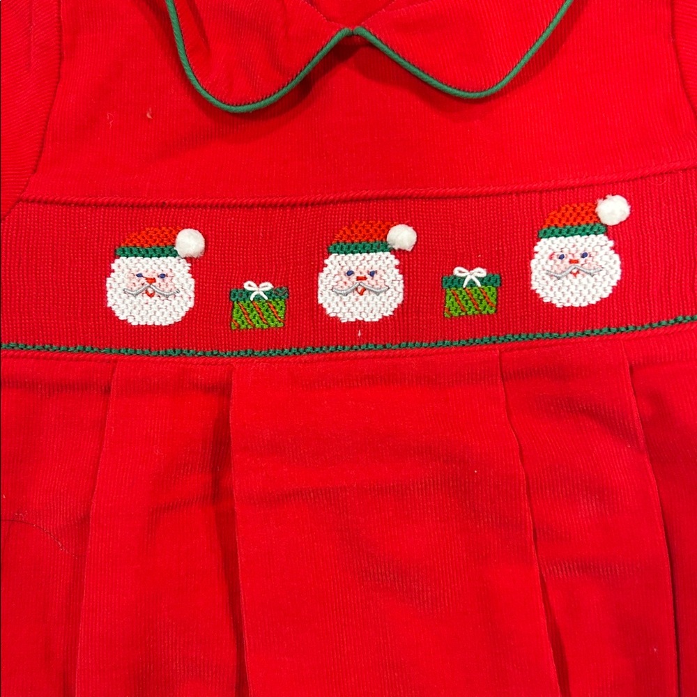 Edgehill Collection Baby Christmas Romper Red 6M Smocked Santa - Picture 4 of 7
